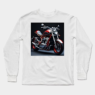 Chrome and Red Motorcycle 2 - Sleek and Stylish Long Sleeve T-Shirt